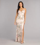 Kelsey Sequin Floral Slit Formal Dress