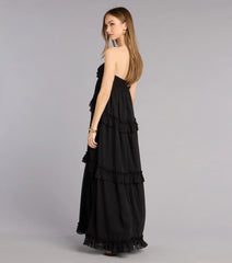 Soft Drama Chiffon Ruffle A-Line Maxi Dress