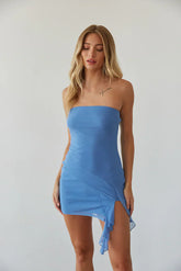 Yvie Strapless Ruffle Drape Mini Dress