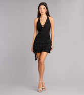 Late Night Sparkle Glitter Knit Mini Dress