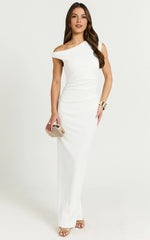 Off The Shoulder Jersey Maxi Dress in White