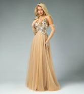 Rona Sequin Applique Butterfly A-Line Ball Gown