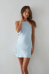 Arella Halter Coquette Satin Mini Dress