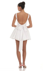 Open Back Flare Dress in White