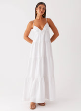 Lotty Linen Maxi Dress - White