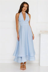 Opal Glow Halter Maxi Dress Blue