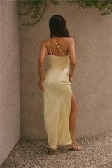 Olive Branch One Shoulder Maxi Dress Yellow