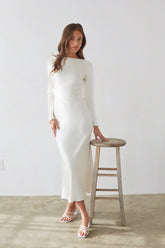 Sofia Open Back Satin Maxi Dress