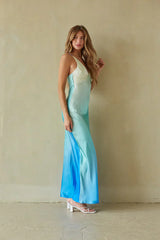 Moana Sunset Satin Maxi Dress