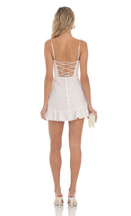 Ruffled Slit Dress in White