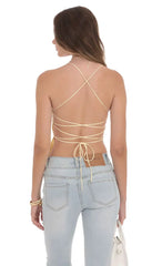 Open Back Lace Top in Yellow