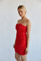 Angelia Strapless Rose Bodycon Mini Dress