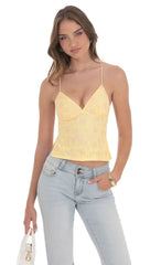 Open Back Lace Top in Yellow