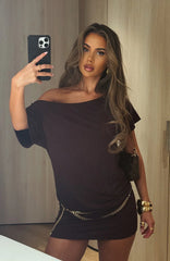 My Own Hero Mini Dress Chocolate