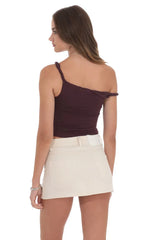 Overlap Button Denim Skirt in Cream