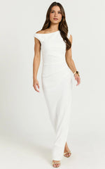 Off The Shoulder Jersey Maxi Dress in White