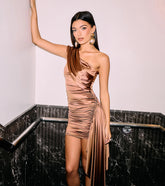 Davina Satin Bodycon Sash Mini Dress