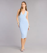 Cool Confidence Halter Bodycon Midi Dress