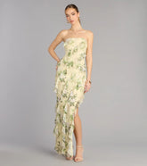 Jacie Floral Ruffle Column Formal Dress
