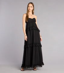 Soft Drama Chiffon Ruffle A-Line Maxi Dress