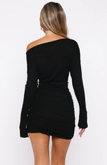 Close To You Long Sleeve Mini Dress Black