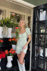 Drew Puff Sleeve Corset Linen Mini Dress