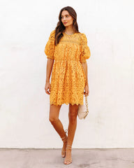Sunflower Fields Crochet Lace Mini Dress