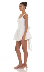 Open Back Flare Dress in White