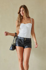 Arley Leather Belted Shorts