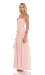 Plaid Drop Waist Maxi Dress in Pink
