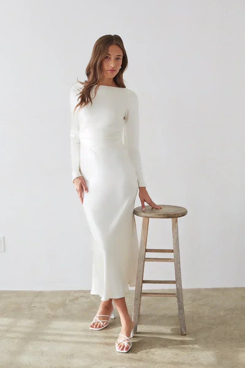 Sofia Open Back Satin Maxi Dress