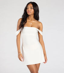 Classics Lover Off-The-Shoulder Satin A-Line Mini Dress