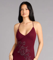 Adriane Beaded Floral Lace-Up Formal Dress