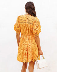 Sunflower Fields Crochet Lace Mini Dress