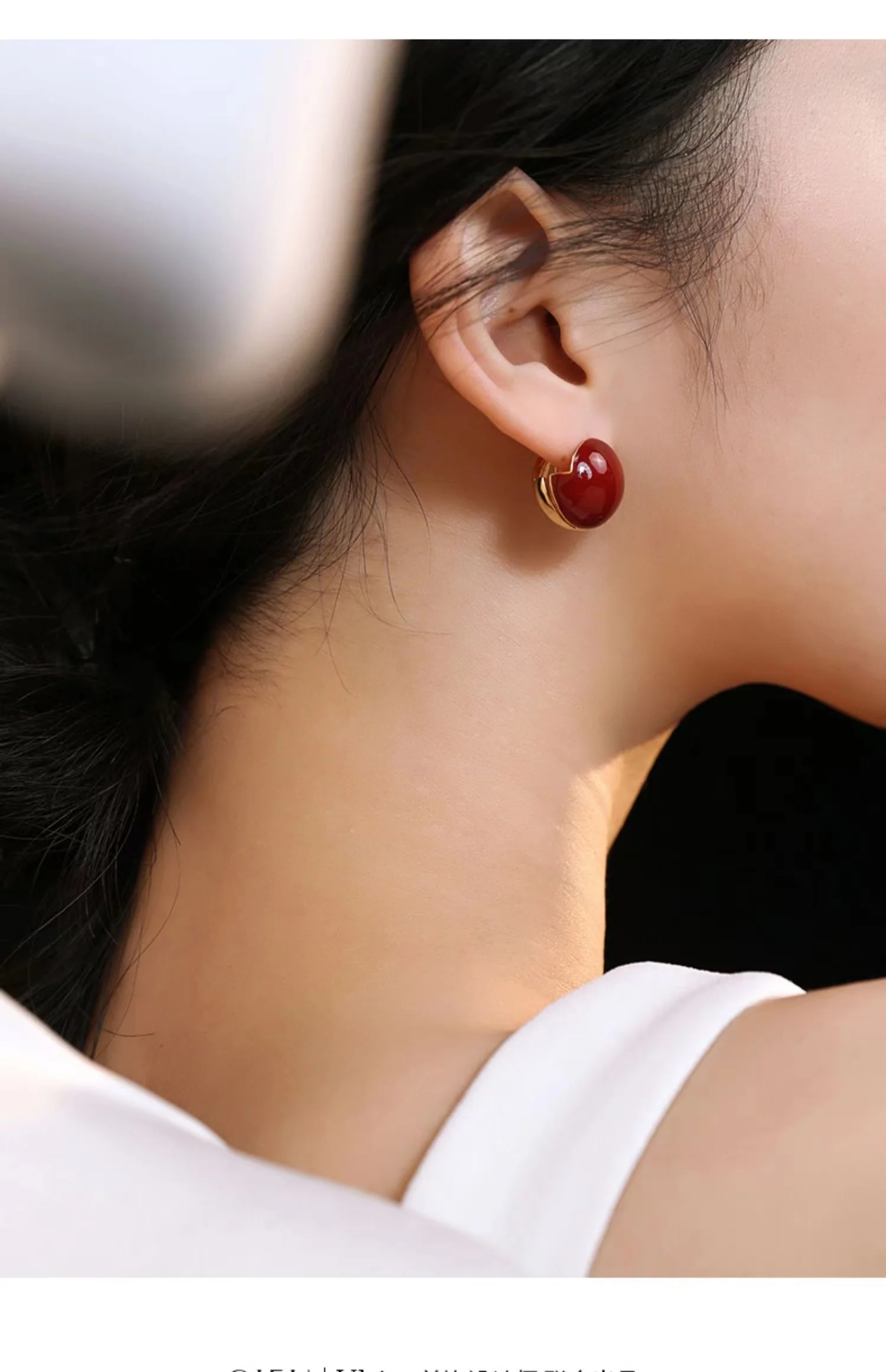 Red Oil-drop Glaze Earrings E0594