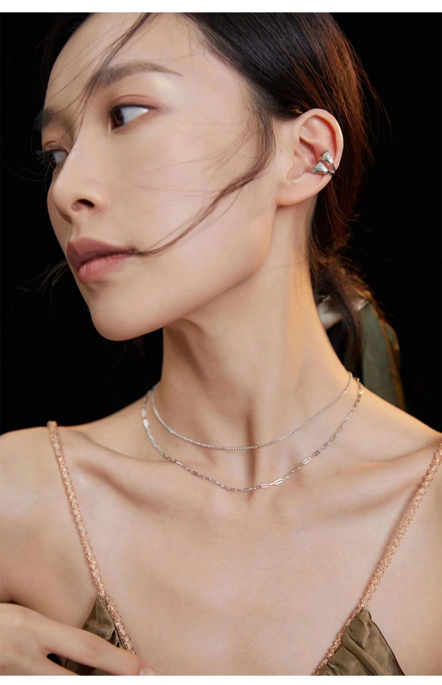 Layered Curb Link Chain Necklace D0205