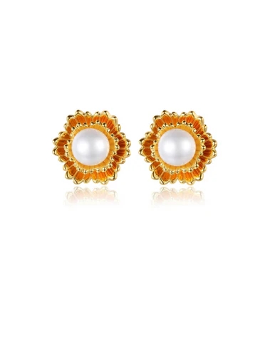 Sunflower Natural Pearl Earrings E0646