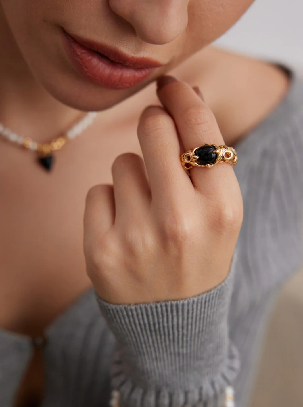 Retro agate ring J0242