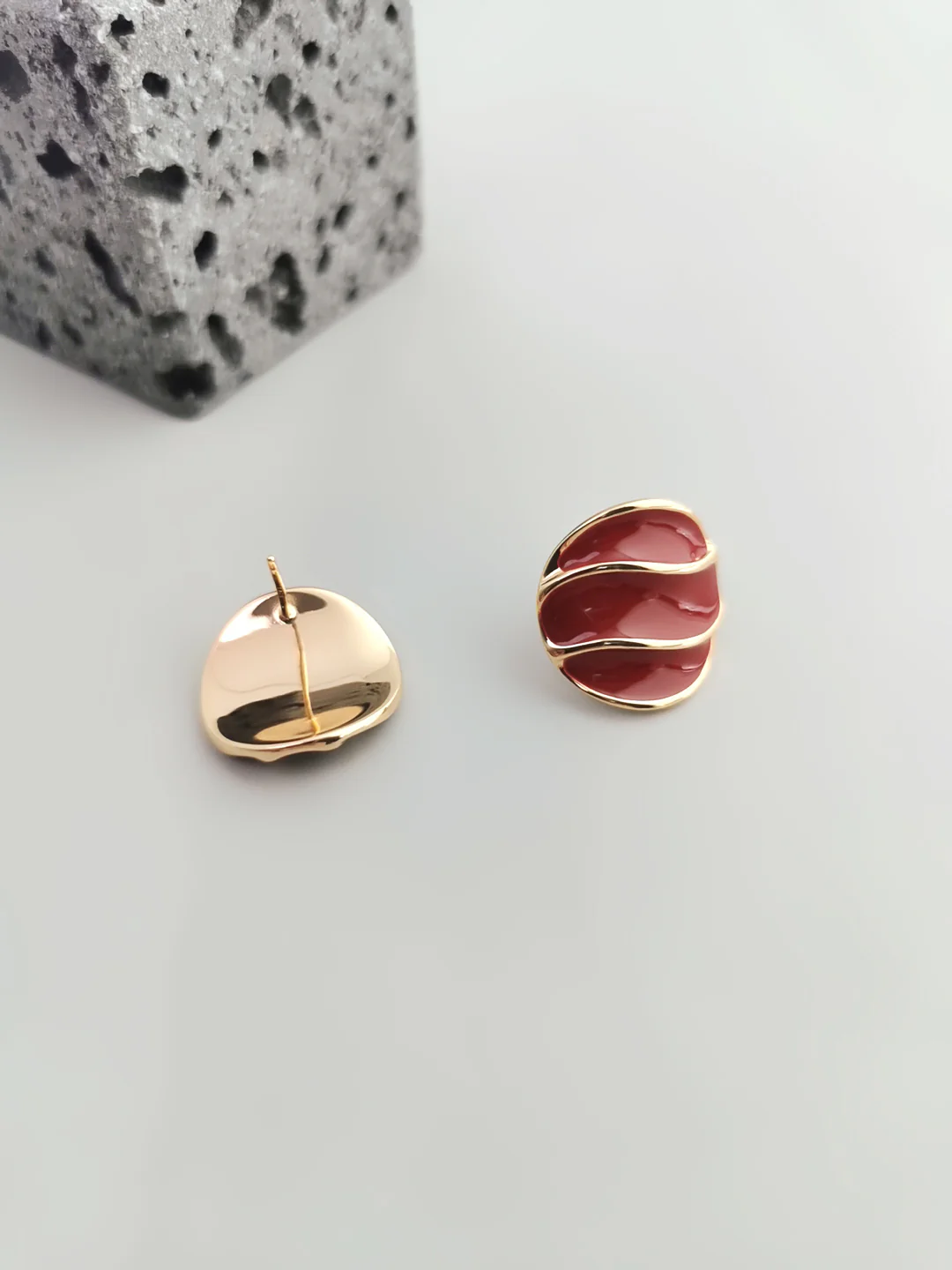 Red Oil-drop Glaze Earrings E0804