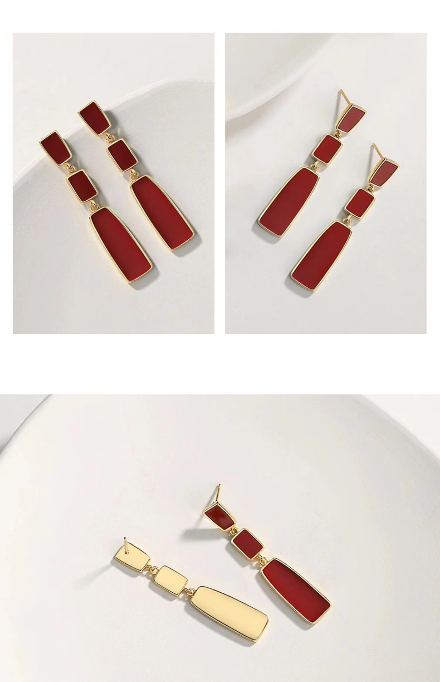 Red Oil-drop Glaze Earrings E0695