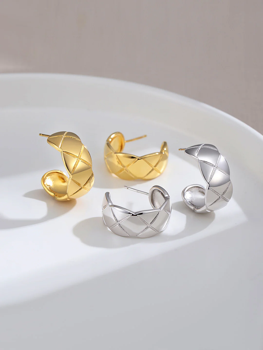 Sterling Silver C-Shaped Earrings E0622