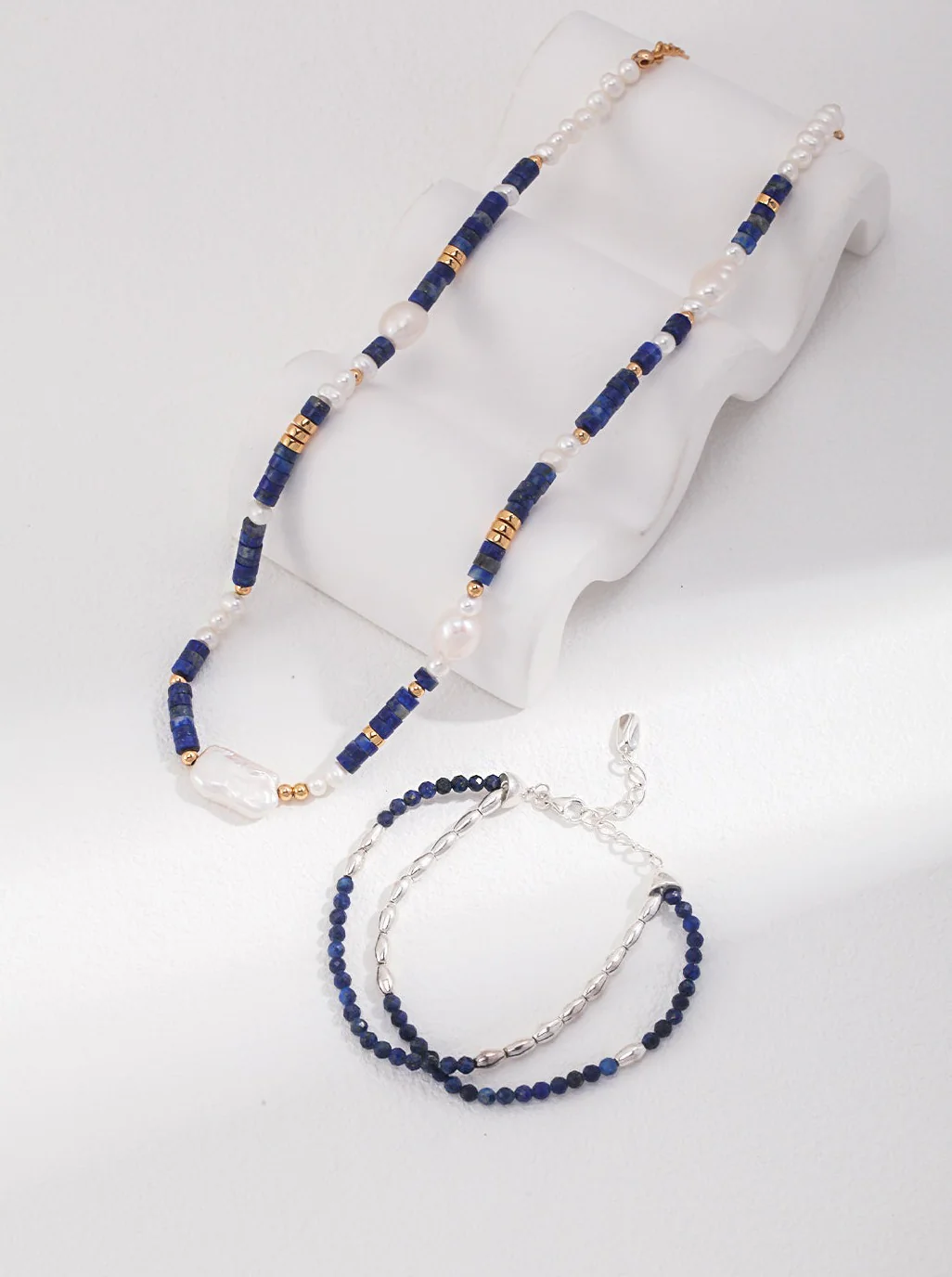 Sterling Silver Lapis Lazuli Pearl Necklace D0425