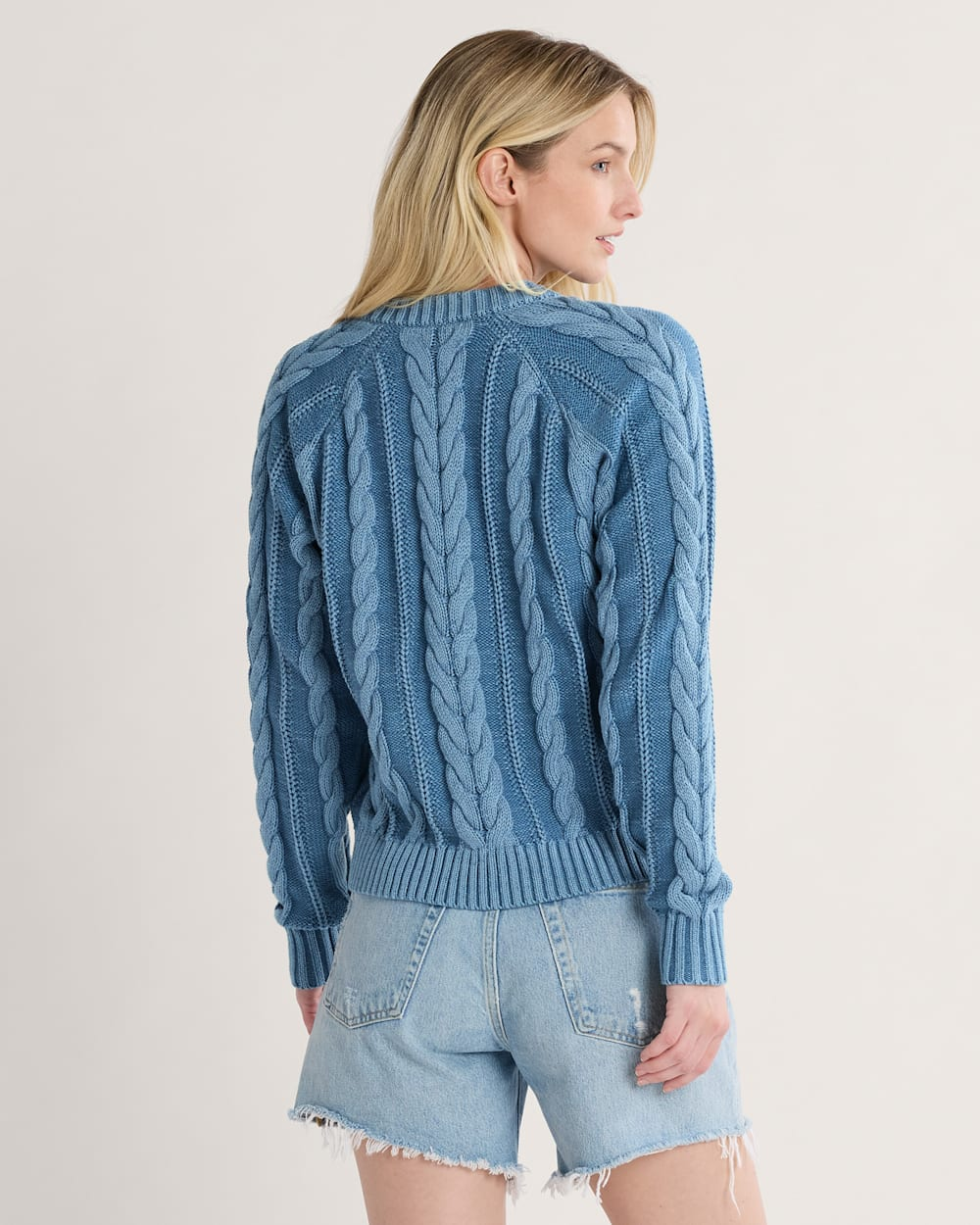 WOMEN'S COTTON CABLE CARDIGAN