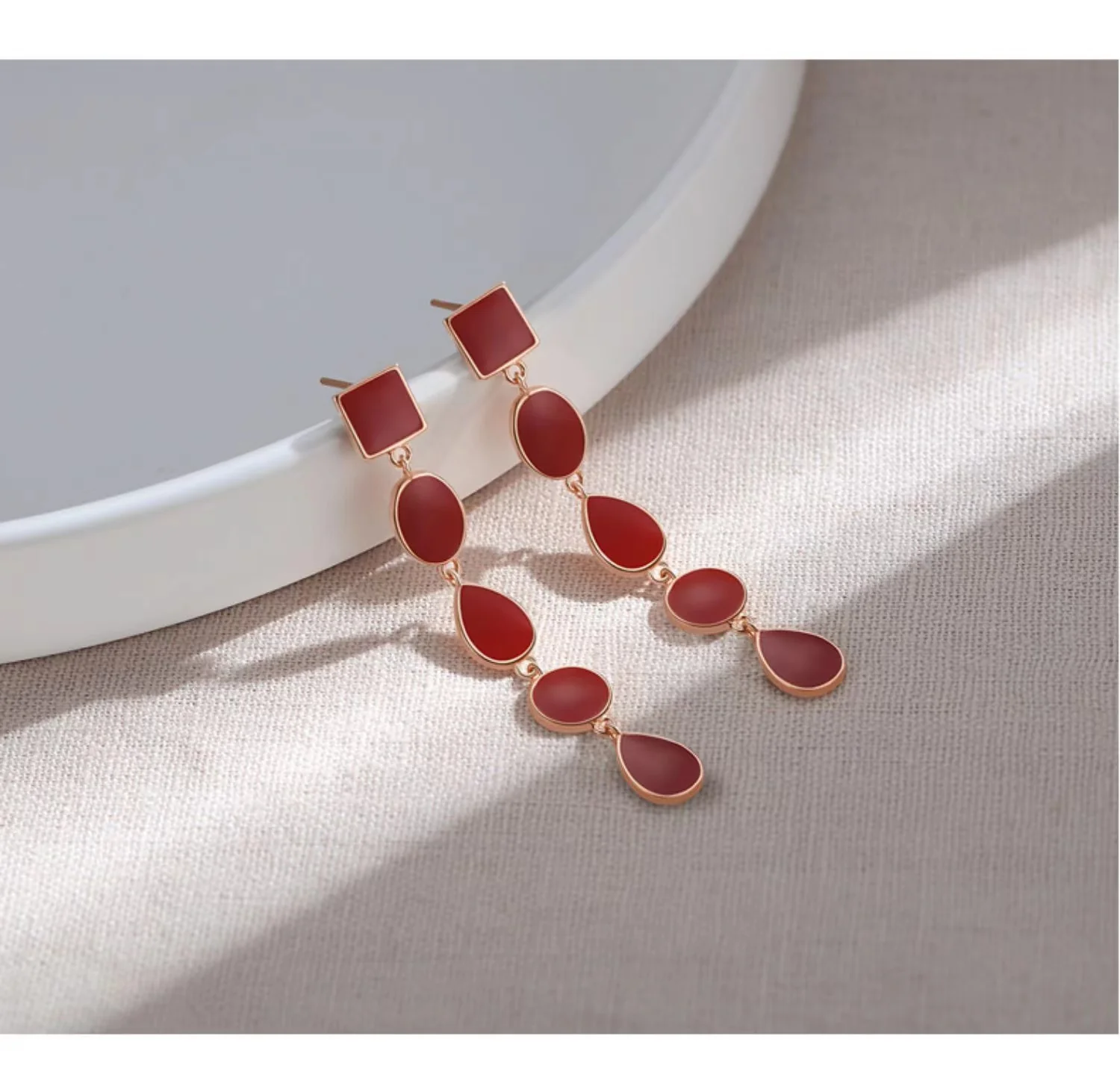Red Oil-drop Glaze Earrings E0580