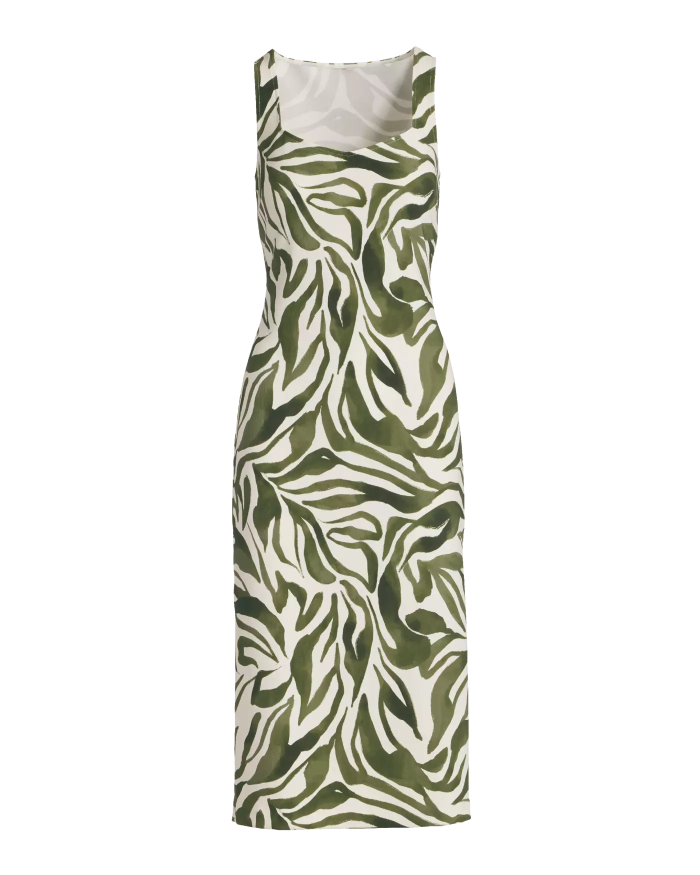 Beyond Travel Print Sweetheart Neckline Midi Dress