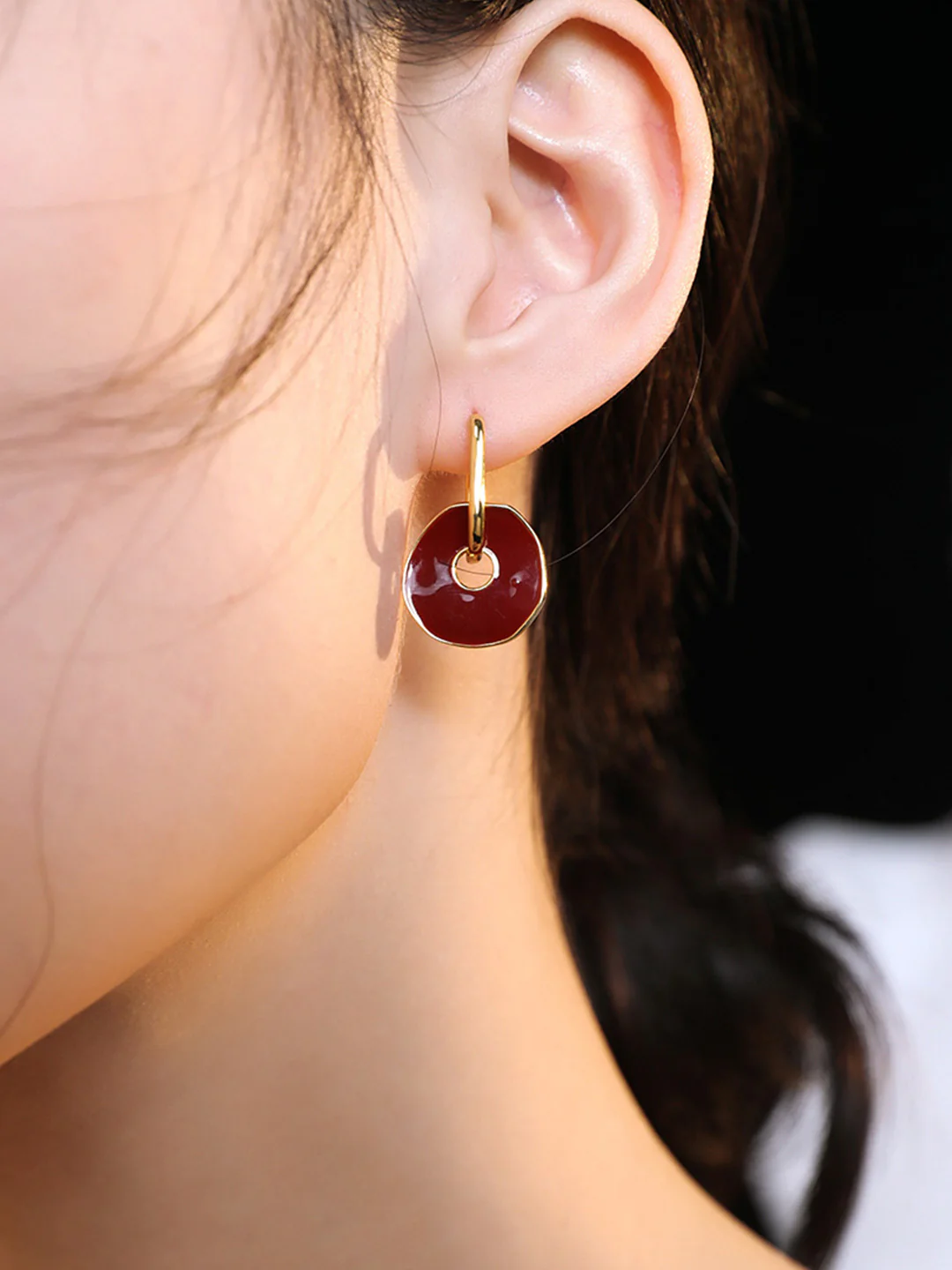 Red Oil-drop Glaze Earrings E0610
