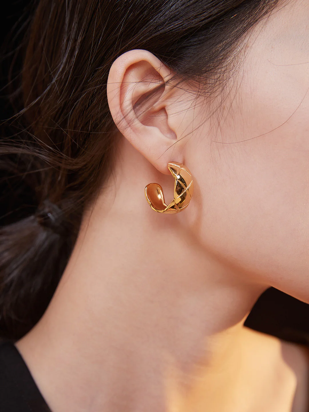 Sterling Silver C-Shaped Earrings E0622