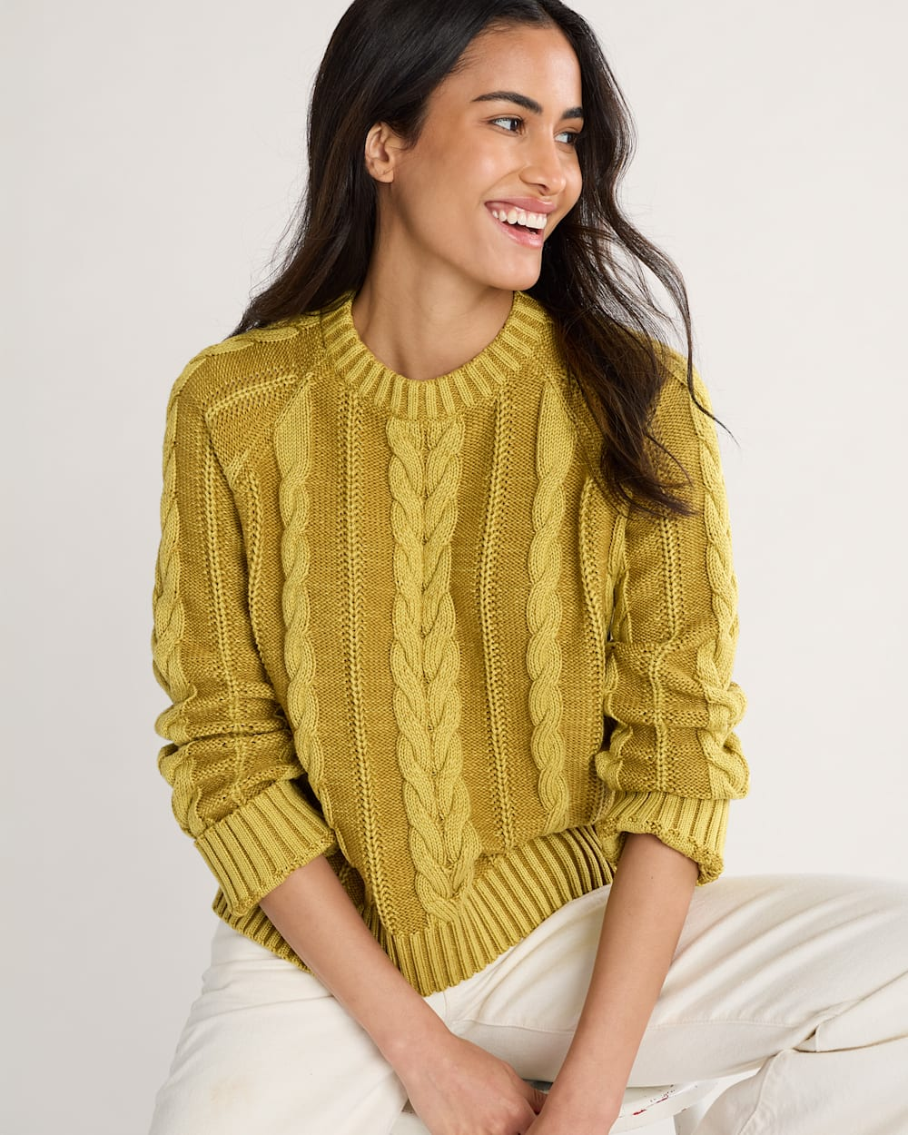 WOMEN'S COTTON CABLE SWEATER