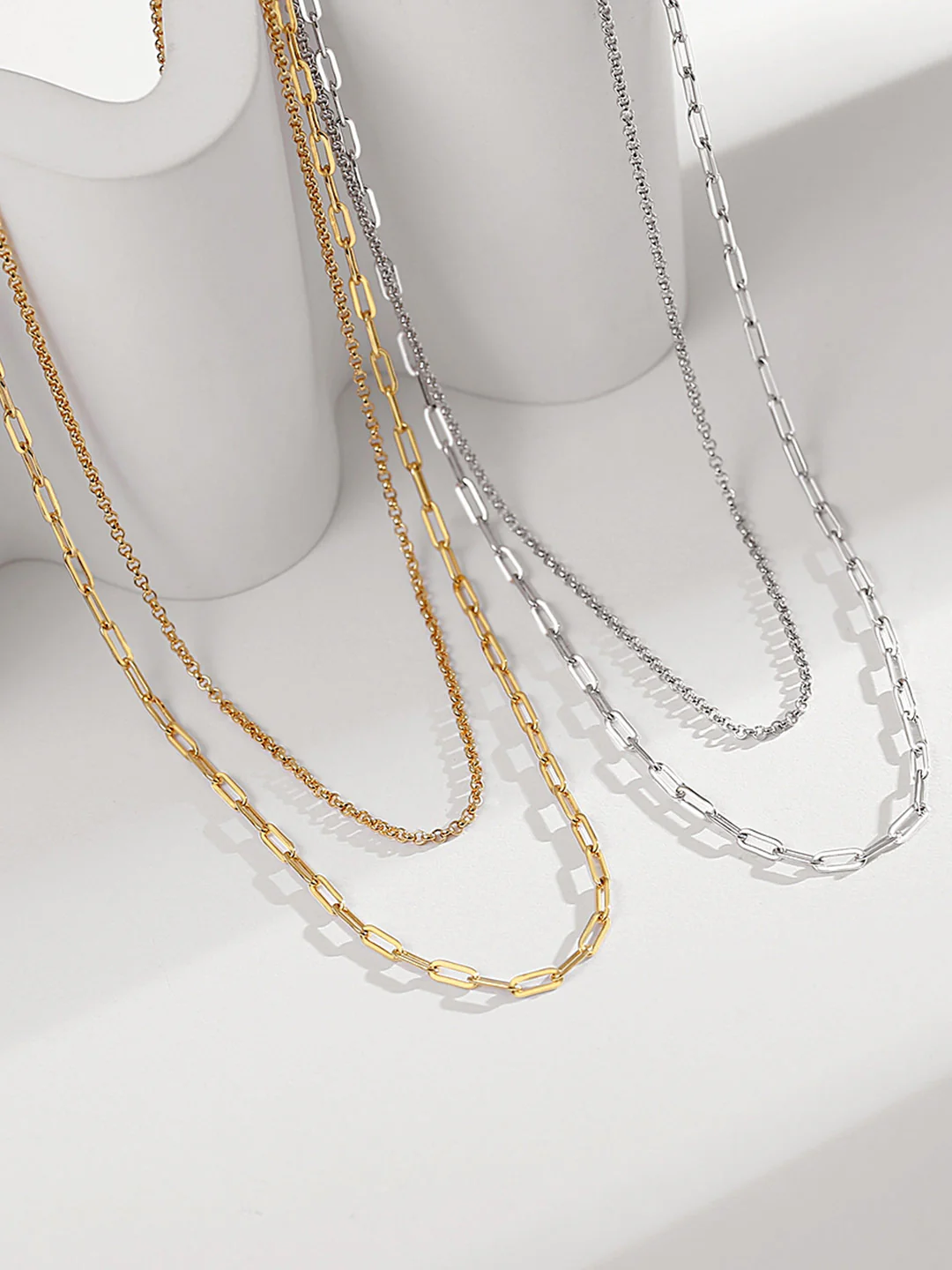 Layered Curb Link Chain Necklace D0205